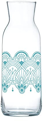 Typhoon World Foods Carafe | Durable Quality Glass with Mandala Decoration | Decanter For Wine, Water and Cocktails | 1.2 Litre