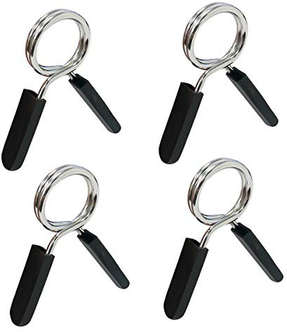 Vockvic 4 Stück Federverschlüsse, 28mm Federbügel Krage Hantel Federverschlüsse Übun Fitnessstudio Langhantel Klemmen mit Gummigriff für Gewichtheben, Krafttraining