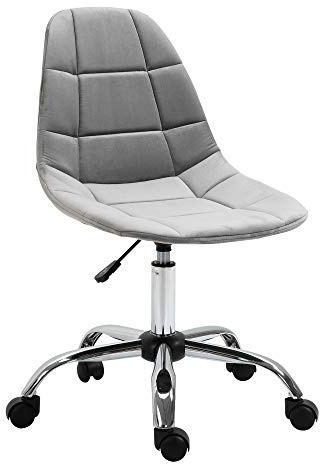 Vinsetto Sedia Girevole, Design Ergonomico e Regolabile Senza Braccioli, Grigio, 59x59x81-91cm