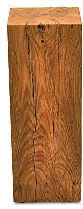 ms factory Holzblock Eiche Massiv - Handgefertigter Holzklotz - Rustikale Holzsäule - Beistelltisch Hocker Dekosäule - 15 x 15 x 45 cm