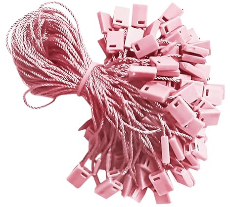 Trimming Shop 1000 Stück Nylonschnur, zum Aufhängen, 17,8 cm, Preisschilder mit Schnappverschluss, Etiketten, Schnuranhänger, Schlaufenverschlüsse für Kleidung, Schmuck, Rosa