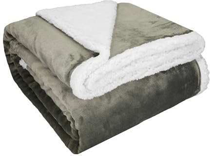Betz Luxus Flanell Sherpa Kuscheldecke Verona - Wohndecke XXL Flauschig Warm Sofadecke Decke Couch Größe 150x200 cm Farbe Taupe