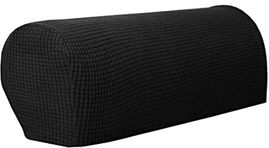 Xlabor Lot de 2 housses d'accoudoir réglables en élasthanne antidérapant pour chaise, canapé, fauteuil, canapé, noir, normal (2 pièces)
