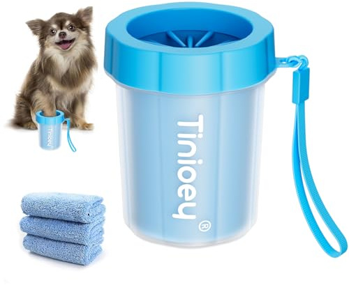 Tinioey Dog Paw Cleaner Cup, Small Dog Paw Washer with Silicone Brush