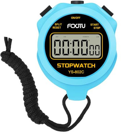 FCXJTU Simple Digital Basic Stopwatch, No Bells, No Clock, No Alarm, Simple Basic Operation, Silent, ON/Off, Pure Stopwatch for Swimming Running Training Kids Coaches Referees Teachers (1Lap Blue)