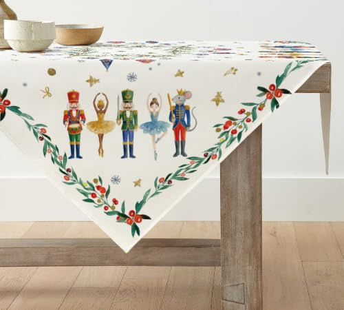 Artoid Mode Nussknacker Frohe Weihnachten Tischdecke, Saisonnal Tischwäsche Winter Küche Tisch Dekoration Drinnen Urlaub Party Dekor 85x85 cm