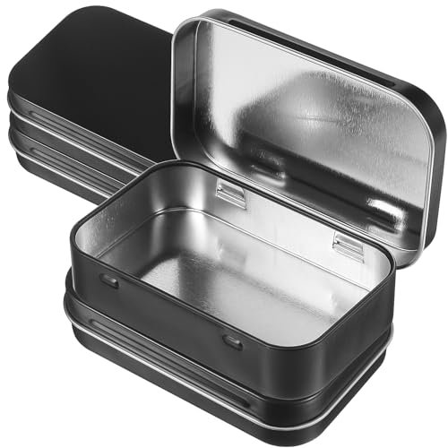 FAVOMOTO Schwarz Metal Tin, Rostfrei Metalldöschen, Kleine Metallbox Dosen mit Deckel Rechteckige leere Dosen Rostfrei Metalldöschen Kleinen Blech Metall Boxen Rechteckig Metalltasche