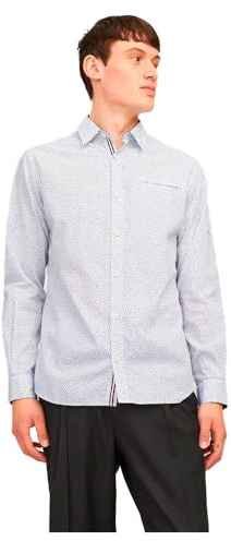 JACK & JONES Camisa Superior para Hombre Slim Fit, Blanco Brillante, M