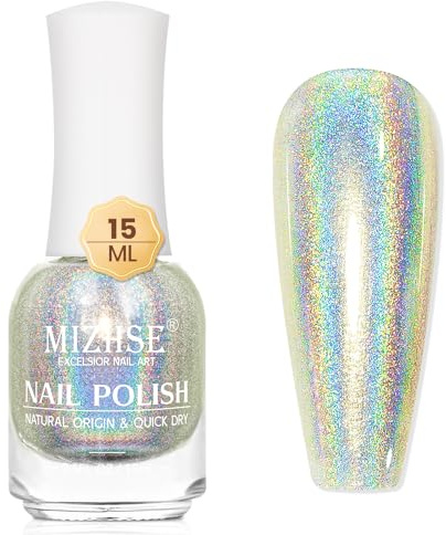 MIZHSE Glitzer Nagellack Glitzer, Nagellack Grün Nagellacks Schnelltrocknend Nagelack Regenbogen Shining Shine Nail Art Holographic Nagelack Chamäleon Nail Polish 15ml