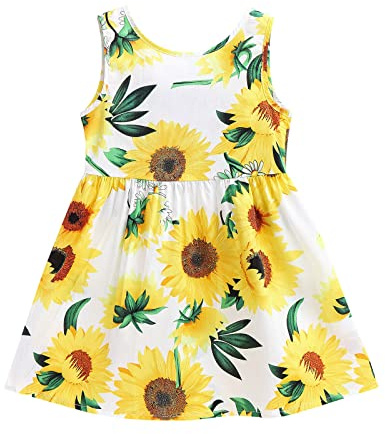 Kleid Mädchen, Toddler Mädchen Kleid Tutu Sonnenblume Drucken Party Prinzessin Dress Casual T-Shirt Kleid Frühlings Herbst Cocktailkleid ärmellose Sommerkleider Schönheit