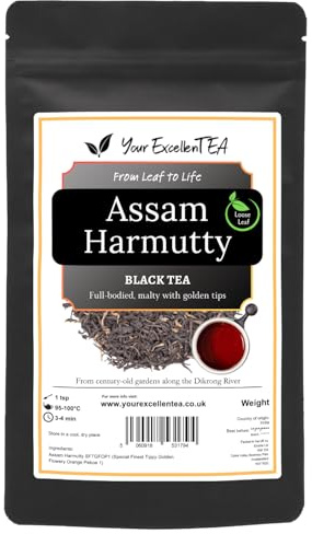 Assam Harmutty Second Flush SFTGFOP1 Loose Leaf Tea (250g) – Indian Assam Black Tea, Orthodox Leaves with Golden Tips, Classic Malty Character | Resealable Pouch, Your ExcellenTEA