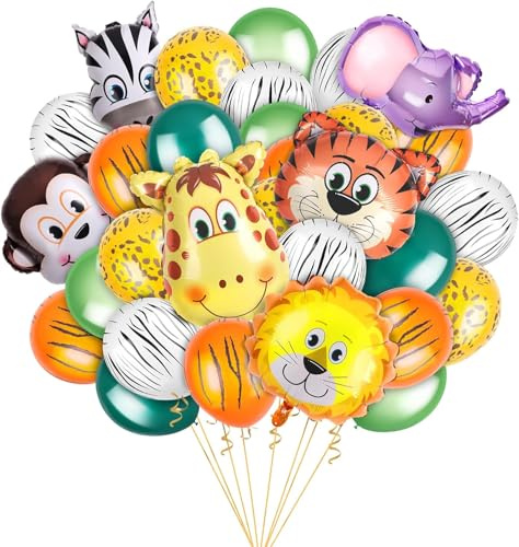 Luftballons Tiere 30 Stück Ballon Tiere Folienballon Safari Ballons Waldtiere Geburtstagsdeko Thema Party Dekorationen