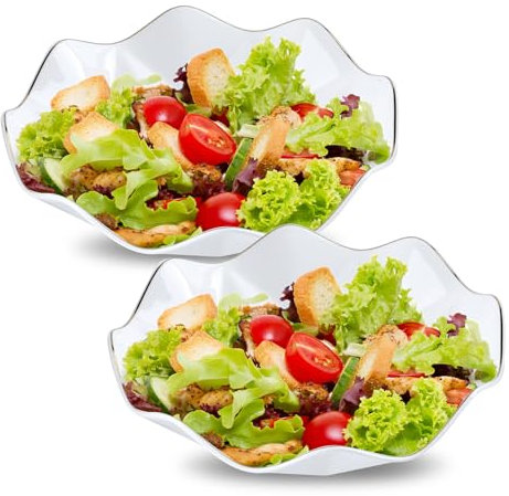 2 Stück Salatschüssel, 10 Zoll Cremeweiß Unregelmäßige Müslischale, Obstschalen, Große Suppenschüsseln, Tiefe Teller, Bowl Teller, Snackschale Dessertschale für Salat, Müslischale aus Porzellan