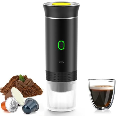 Liwankaqi Macchina per caffè espresso portatile, senza fili, elettrica, 3 in 1, per campeggio, viaggi, camper, ufficio