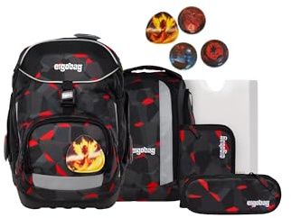 ergobag pack set Zaino scolastico ergonomico e flessibile, 6 pezzi, per la prima elementare TaekBeardo - Grigio