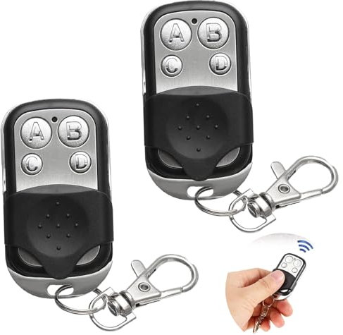 2 Pcs Universal Automatic Gate Remote Control, 433MHz Copy Remote Opener Garage Door Remote Control Fob, Wireless Garage Door Opener Cloning Key Fob with 4 Buttons for Car Garage Door Gate (Set A)