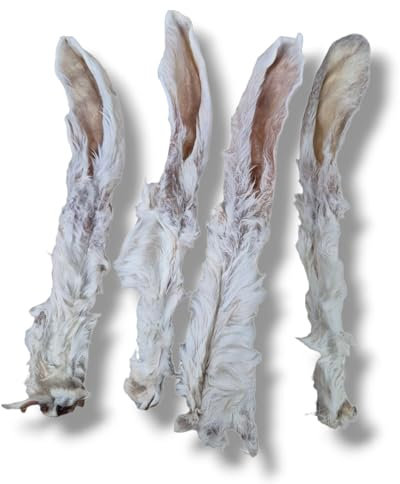 1kg getrocknete Kaninchenohren mit Fell natürlicher Hundesnack, Kausnack, Hundefutter gesund und leicht verdaulich, ideal für Zahnpflege und Belohnung, ca. 100 STK