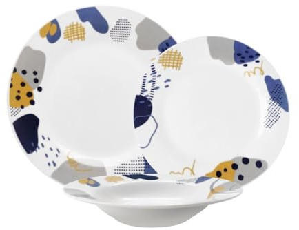 Servizio di Piatti da Tavola in Ceramica Trend Mataro' 18 Pezzi