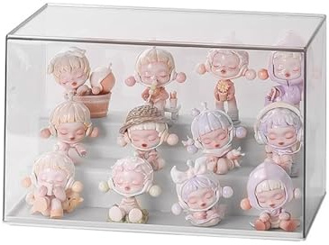 CIPPRO Figurenvitrine im Leiterstil, transparente Blindbox aus Acryl, Aufbewahrungsregal, Aufbewahrungsrahmen, staubdichte Sammlervitrine, abnehmbare Leiter(Transparent White)