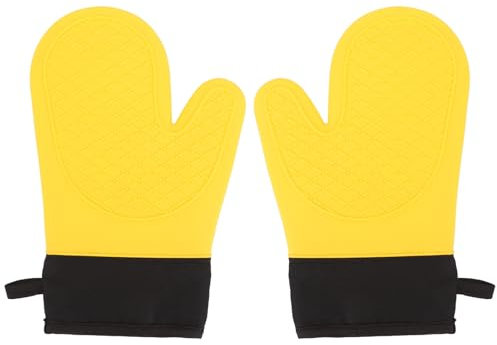 Guanti da Forno in Silicone da 2 Pezzi, Guanti da Forno a Costine Ispessiti Accessori da Antiscivolo per Barbecue Grigliate a Microonde