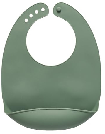 Vital Baby Mess Catcher Silicone Bib, Green | Built-In Crumb Catcher