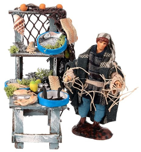 Holyart etal du poissonnier 12 cm avec Santon crèche napolitaine