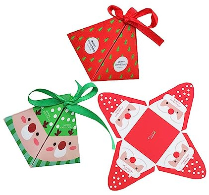 Anneome 12stücke Weihnachtspapierboxen als Geschenkboxen Kleine Pralinenschachteln mit Schleifen Gastgeschenke für Süßigkeiten und Schokolade Partyzubehör für Weihnachtsfeiern
