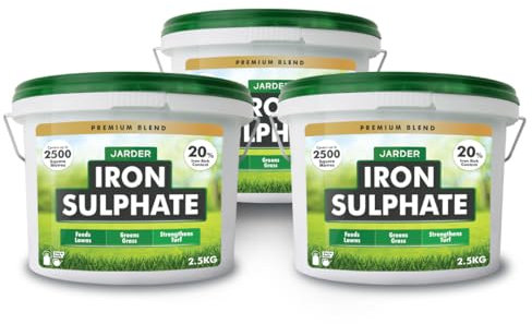 Jarder Iron Sulphate for Lawns 2.5KG x 3 - Feeds Lawns - Greens Grass - Strengthens Turf - 20% Rich Iron Content - Covers up to 7500 Square Metres