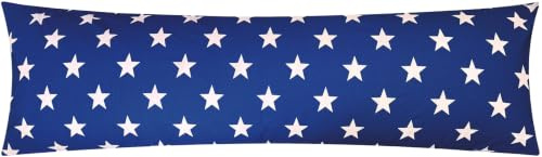 Renforcé Seitenschläferkissen Bezug 40x145cm Sterne (EW-Sterne-Dunkelblau) | Große Sterne, 100% Baumwolle, Kissenbezug Kissenhülle, Bezug, Reißverschluss auf der langen Seite