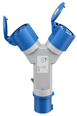 CEE-Adapter, Stecker auf 2X CEE-Kupplung, IP44, tragbar, für Wohnwagen