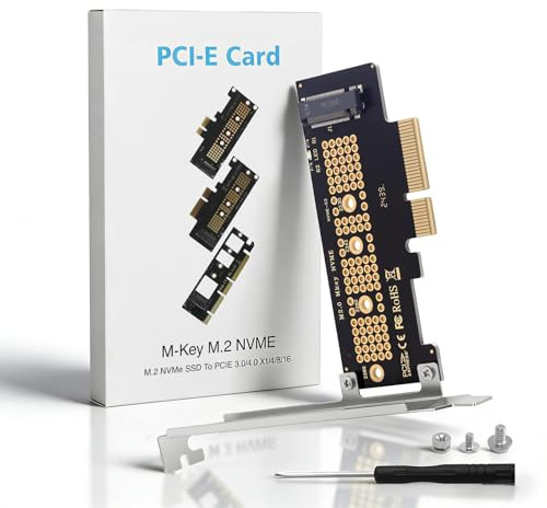 Duttek Pcie Nvme Adapter 4.0, 3.0, 2.0, 1.0 NVME auf PCIE X4 Adapter für 2230/2242/2260/2280 M.2 NVMe Solid State Drives, PCIE X4 M.2 NVME Protokoll Erweiterungskarte