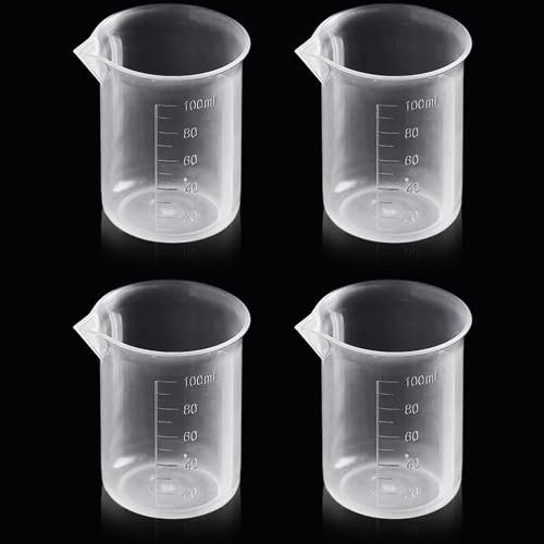 Plastic Measuring Cups,100ml Plastic Measuring Jug-Medication Pots,Graduated Beakers for Kitchen, Lab & Medicine, Clear Liquid Jugs with Measurement Marks for Baking/Cooking/Dosing