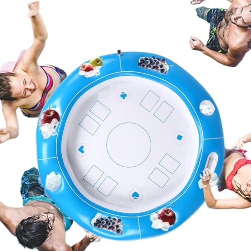 Table Flottante de Jeux pour Piscine - Plateau de Jeu Gonflable pour Cartes - Table de Jeu Portable pour 4 à 6 Joueurs avec Porte-Boissons - Idéale pour Arrière-Cour, Resort, Lac, Camping et Vacances