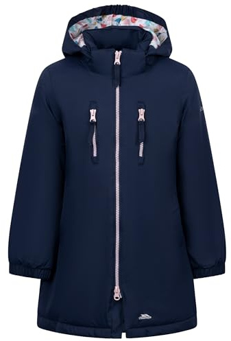 Trespass Girls Padded Rain Jacket Marybank - Padded, Detachable Hood, 4 Pockets, Longer Length, Elastic Cuff, Woven Shell