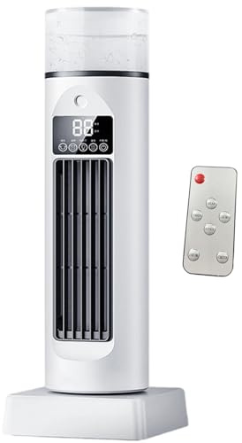 Muzrunq Ventilador de torre con 6 velocidades, humidificador y control remoto, oscilante de 120°, temporizador de 6 horas, silencioso, pantalla LED, portátil, 2 en 1, para dormitorio, sala de estar