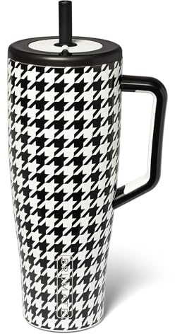 BrüMate Era 40 oz Tumbler with Handle and Straw | 100% Leakproof Insulated Water Bottle Tumbler with Lid and Straw | Made of Stainless Steel | Cup Holder Friendly | 40oz (Houndstooth)