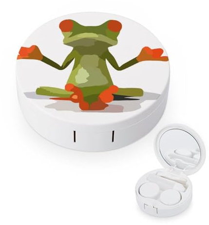 fkgvwo Kontaktlinsenbehälter Cartoon-Frosch Reise Kontaktlinsen Zubehör Etui Mit Spiegel Pinzette
