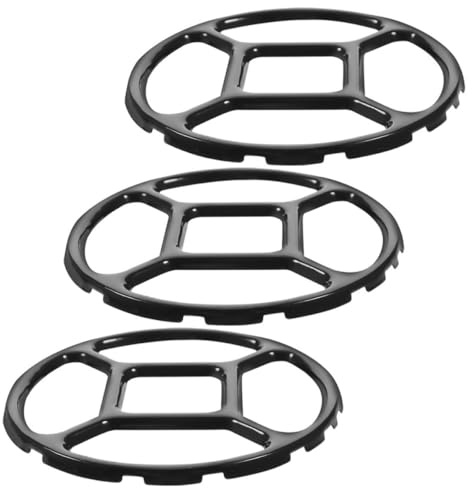 JECOMPRIS Support Anti-dérapant pour Cuisinière à Gaz, Anneaux Émail Noir 3 Pièces, Accessoires pour Wok et Petites Casseroles, Stabilité Optimale pour Cuisson Maison