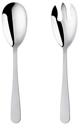 Buyer Star 12 Zoll Salatlöffel und Gabel Sets, Edelstahl Salatbesteck Sets, Kochutensilien für die Küche, schlicht und klassisch, spülmaschinenfest (Silber)