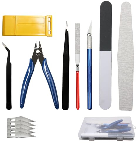 Model Making Tool Kit, 14 PCS Model Tool Kit Compatible with Gundam and Plastic Models, Hobby Tools Set for Assembly, Repair, Miniatures and DIY Crafts with Storage Box
