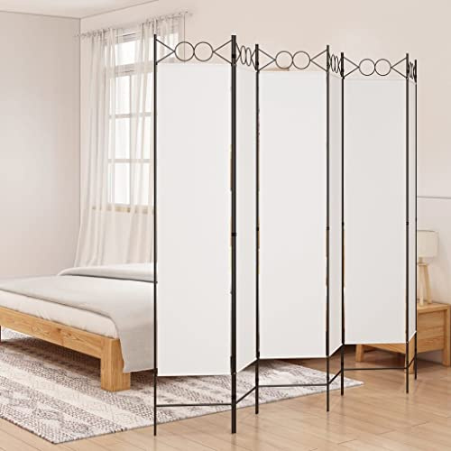HFXHIJXQ Raumteiler 240x200 Weiß Faltbarer Paravent aus 100% Polyester & Eisen Modernes Design Langlebig & Platzsparend für Wohnzimmer Schlafzimmer Büro