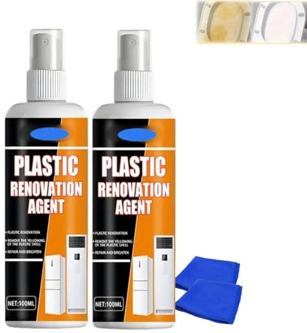 Kunststoffreiniger Fensterrahmen Weiß, Kunststoff Auffrischer, Vergilbtes Plastik Wieder Weiß, Vergilbter Kunststoff Wieder Weißs, Anti Gilb Reiniger, Vergilbung, Geeignet für Klimaanlage (2PC)