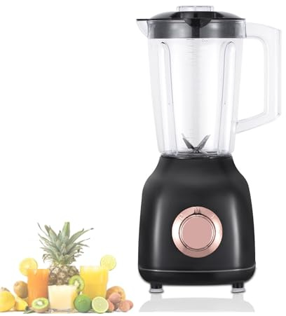 Genérico Licuadora Y Batidora Profesional con Jarra De Vidrio De 1,5 L, Extractor De Jugos Y Procesador De Alimentos De Alta Velocidad 500 W, con 6 Cuchillas De Acero Inoxidable