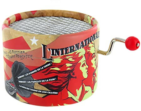 Lutèce Créations Runde Spieluhr/Spieldose/Musikdose aus Pappe mit Handkurbel und 18-Ton-Spielwerk - Thema: Der Internationale - Der Internationale (Pierre Degeyter)