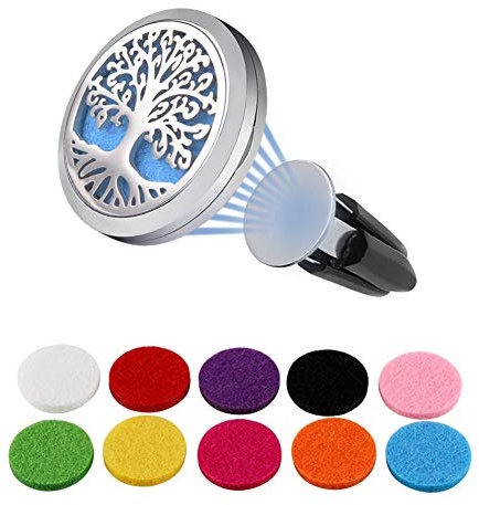 Vicloon Car Aromatherapy Essential Oil Diffuser，Car Air Freshener Vent Clip Locket 2 Feet Clip and 10 Refill Felt Pads，Car Aromatherapy Diffuser for Car, Office or Other Places