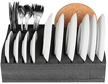 SCHAUMEX® - portapiatti per posate e 12 piatti piani/piccoli/fondi - per campeggio, camper e barche