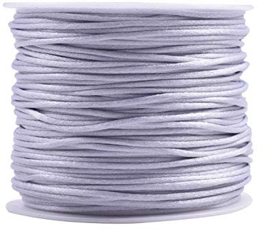 KONMAY Cordoncino in nylon a rattail in raso di seta, 100 m da 1,5 mm, per annodamento cinese, Kumihimo, perline, creazione di gioielli, grigio