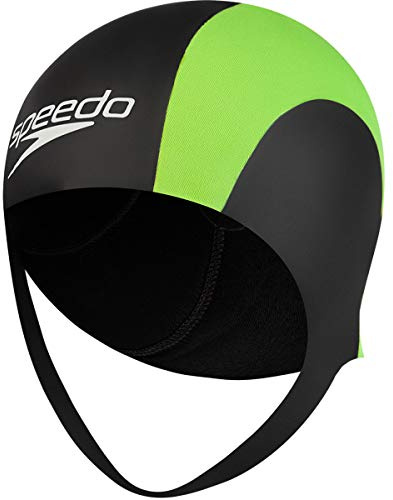 Speedo Xenon Neoprene Cap SOA20109 Schwimmkappe, Erwachsene, Unisex, Schwarz/Bright Zest (Schwarz), L/XL