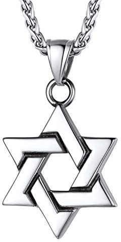 PROSTEEL Collana con ciondolo a forma di stella di David da uomo, Collana Catenina da 55 + 5 cm, regolabile, idea regalo e Acciaio inossidabile.