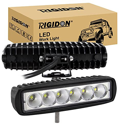 RIGIDON 2 strisce luminose a LED, 18 W, 6 pollici, 15 cm, illuminazione fuoristrada, per auto, SUV ATV, trattore, camion, 4 x 4 6000 K, bianco